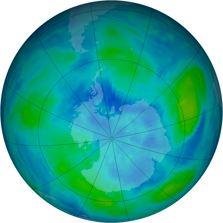 Antarctic ozone map for 22 March 1986